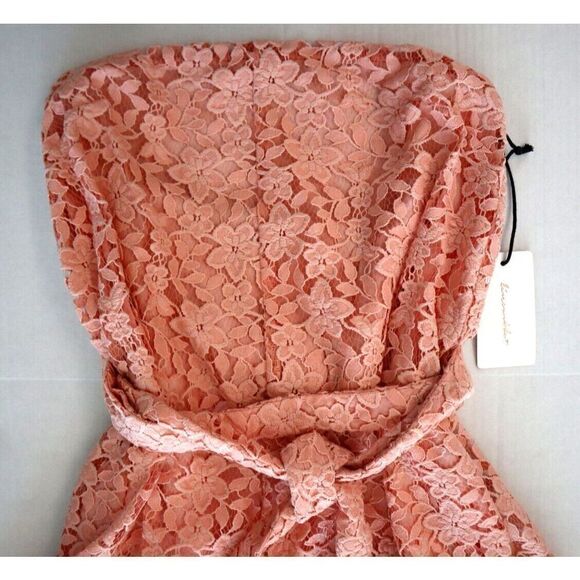 Line & Dot LR6201B Women's Sz Small Pink Floral Lace Sleeveless Lined Romper - Picture 6 of 12